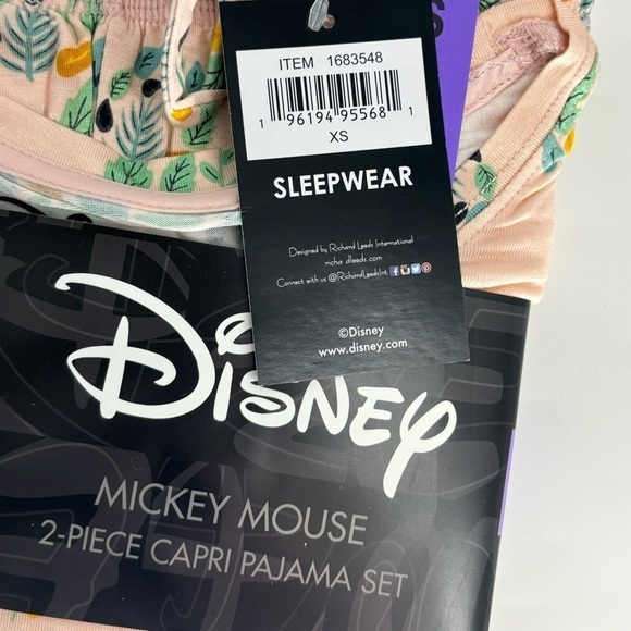 NWT Disney 2 pc Mickey Mouse Capri pajamas PJs womens XS stretchy comfy NIP - Picture 6 of 6